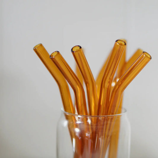 Orange Bent Glass Straw