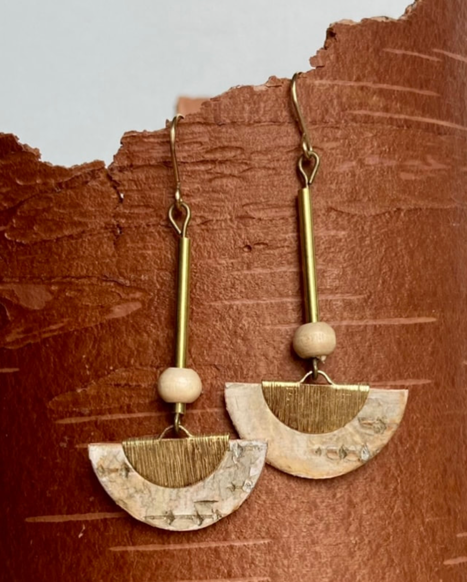 Birch Bark Fan Earrings by DUO Goods