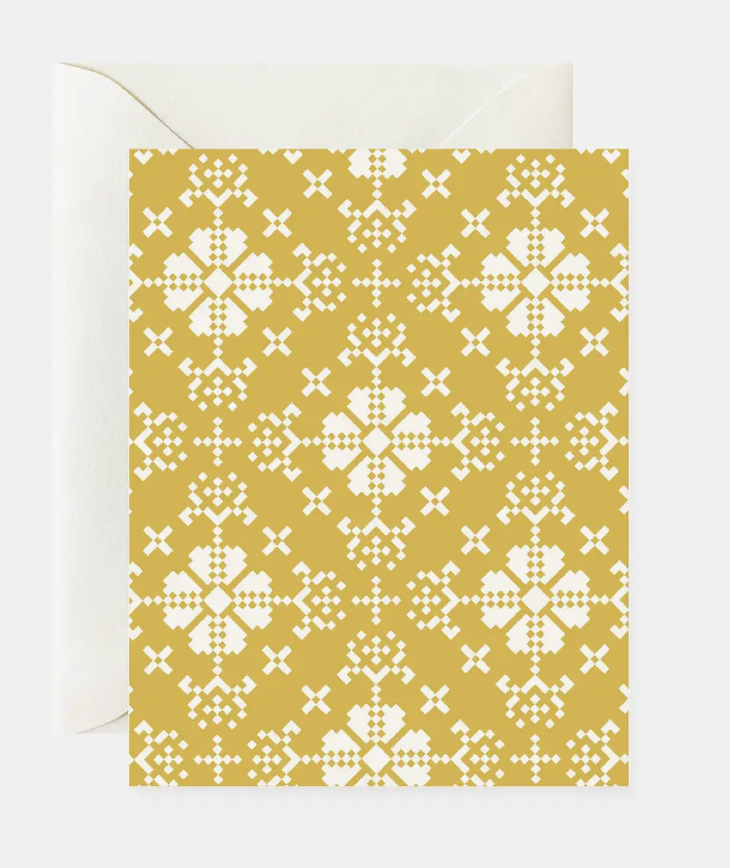 Mustard Folk Pattern Greeting Card by Botanica Paper Co.