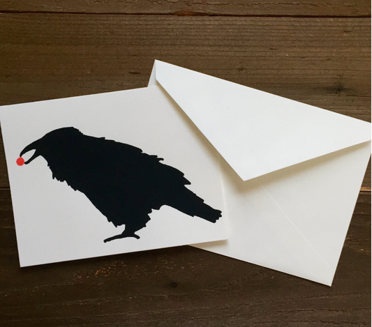 Raven with Berry Card by Printworthy
