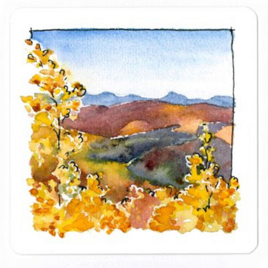 Autumn Study 2 3x3 Framed Original Watercolor by Jill Richie