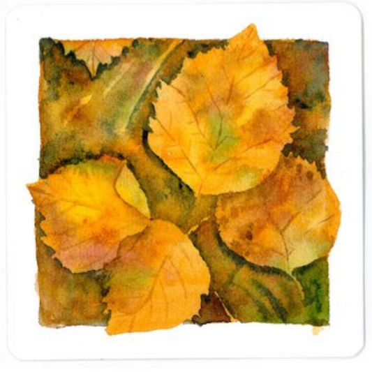 Autumn Study 1 3x3 Framed Original Watercolor by Jill Richie