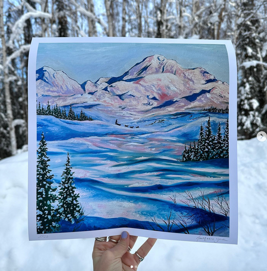 Denali Dogs 13x13 Print by AnnMarie Young Art