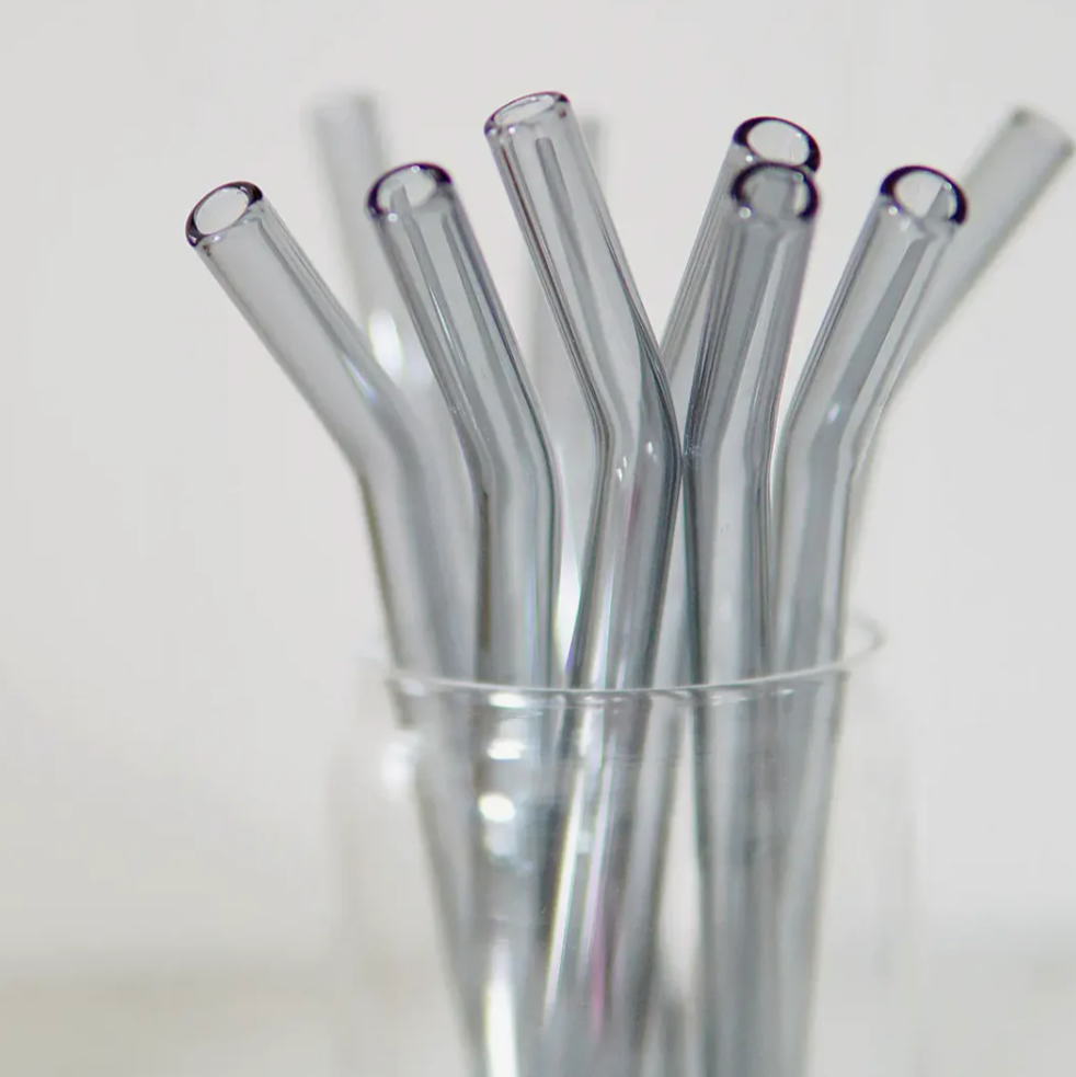 Grey Bent Glass Straw