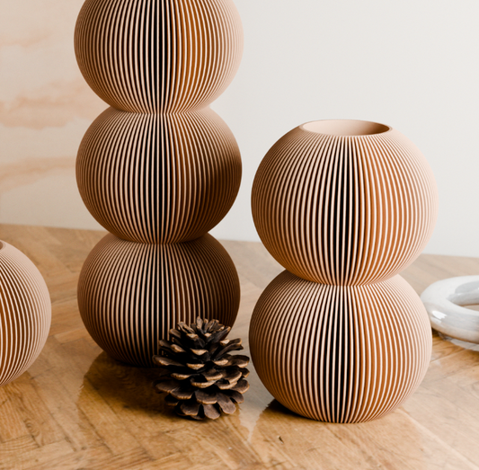 Double Bubble Vase | Natural Wood by Modernized Pottery