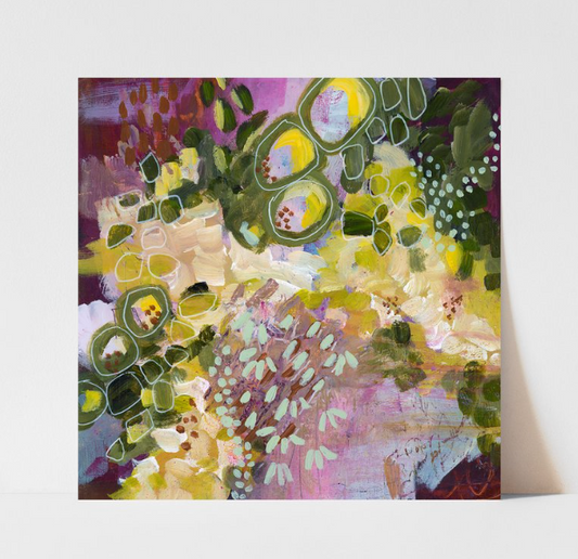 Maroon Floral and Geometric 12x12 Print by Unraveled Art