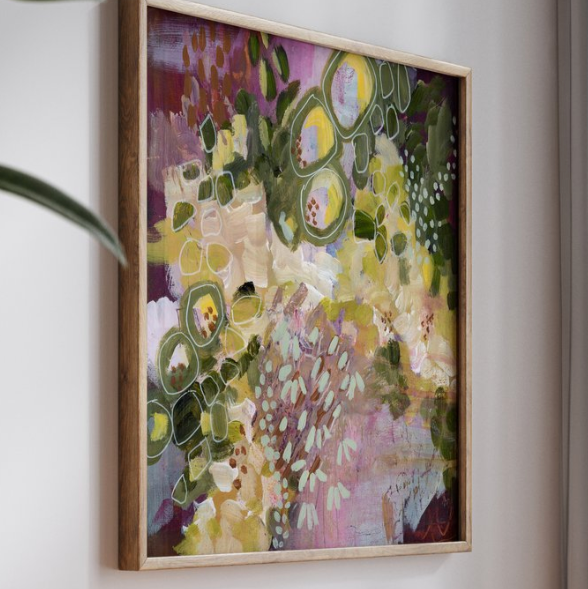 Maroon Floral and Geometric 12x12 Print by Unraveled Art
