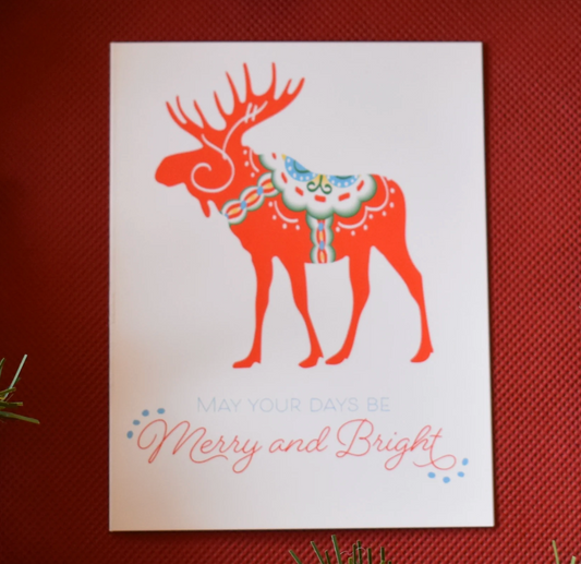 Dala Moose Holiday Card by Arctic Haven Studio