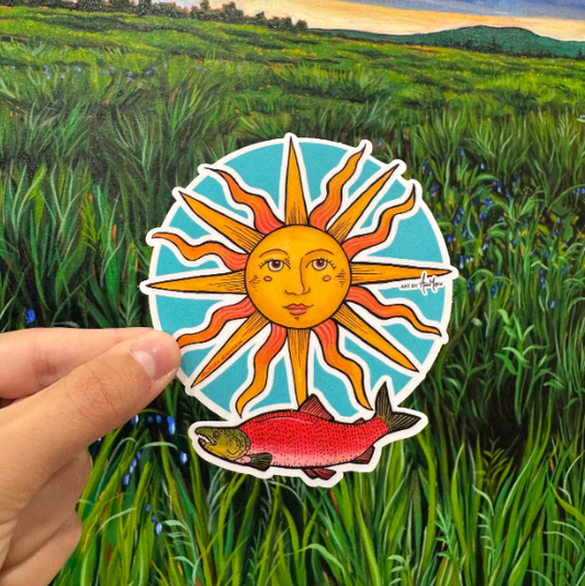 Salmon + Sun Sticker by AnnMarie Henderson