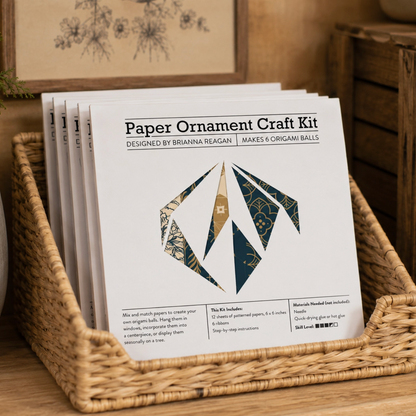 Paper Ornament Kit | Blue & Gold by Brianna Reagan Art