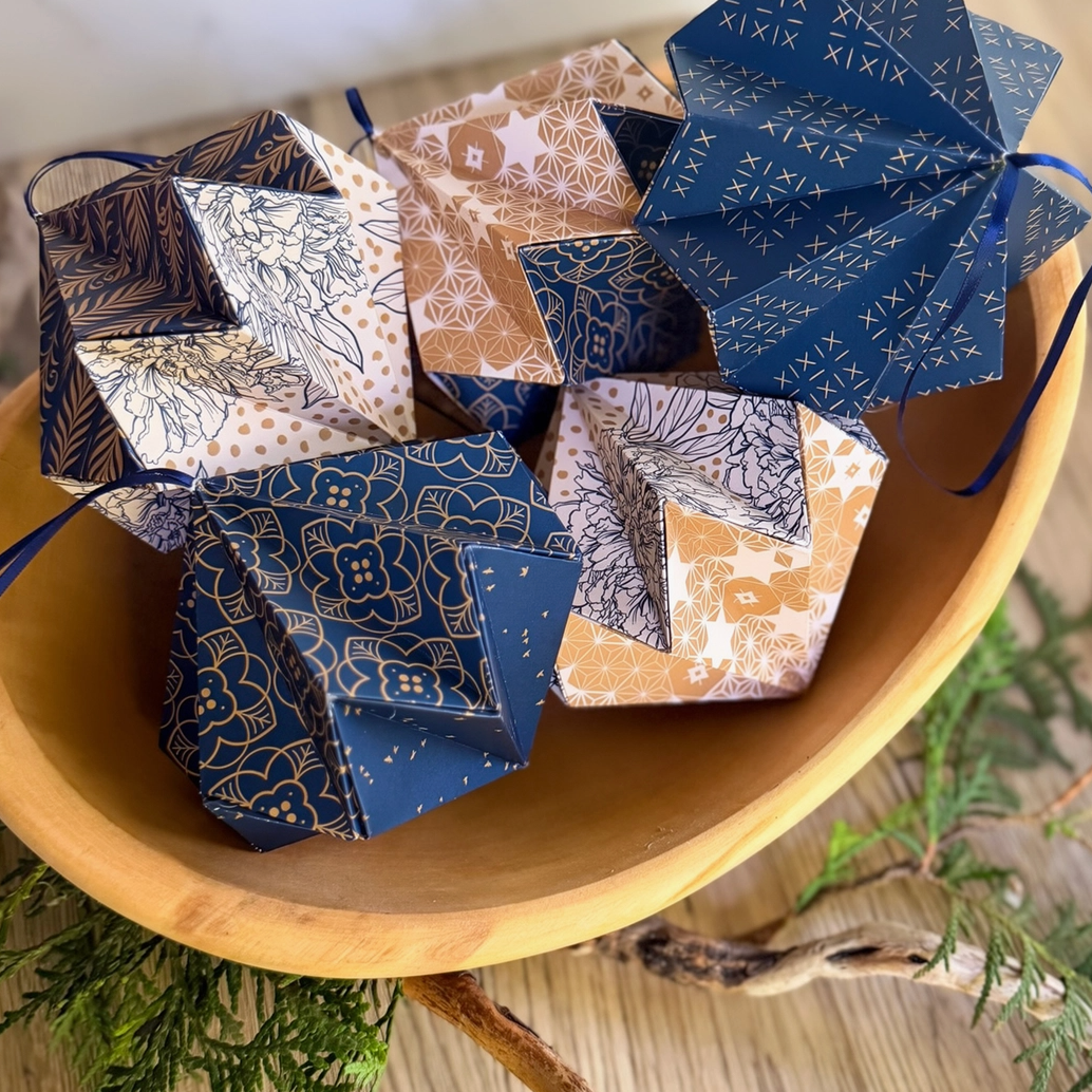 Paper Ornament Kit | Blue & Gold by Brianna Reagan Art