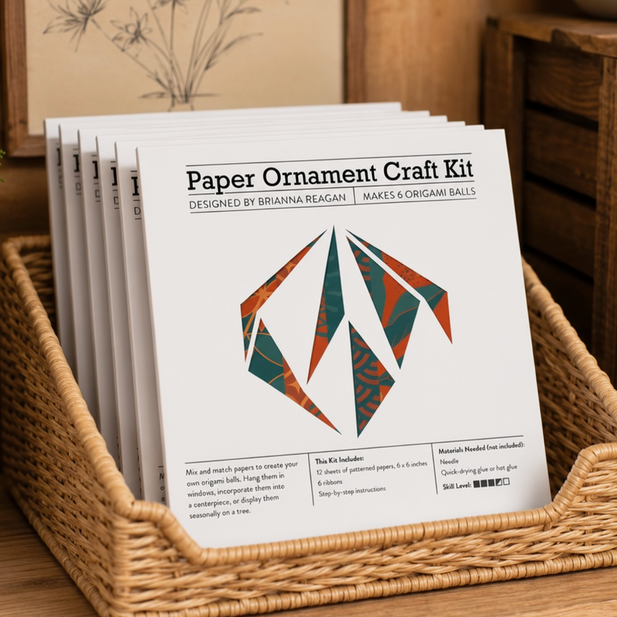 Paper Ornament Kit | Teal & Copper by Brianna Reagan Art