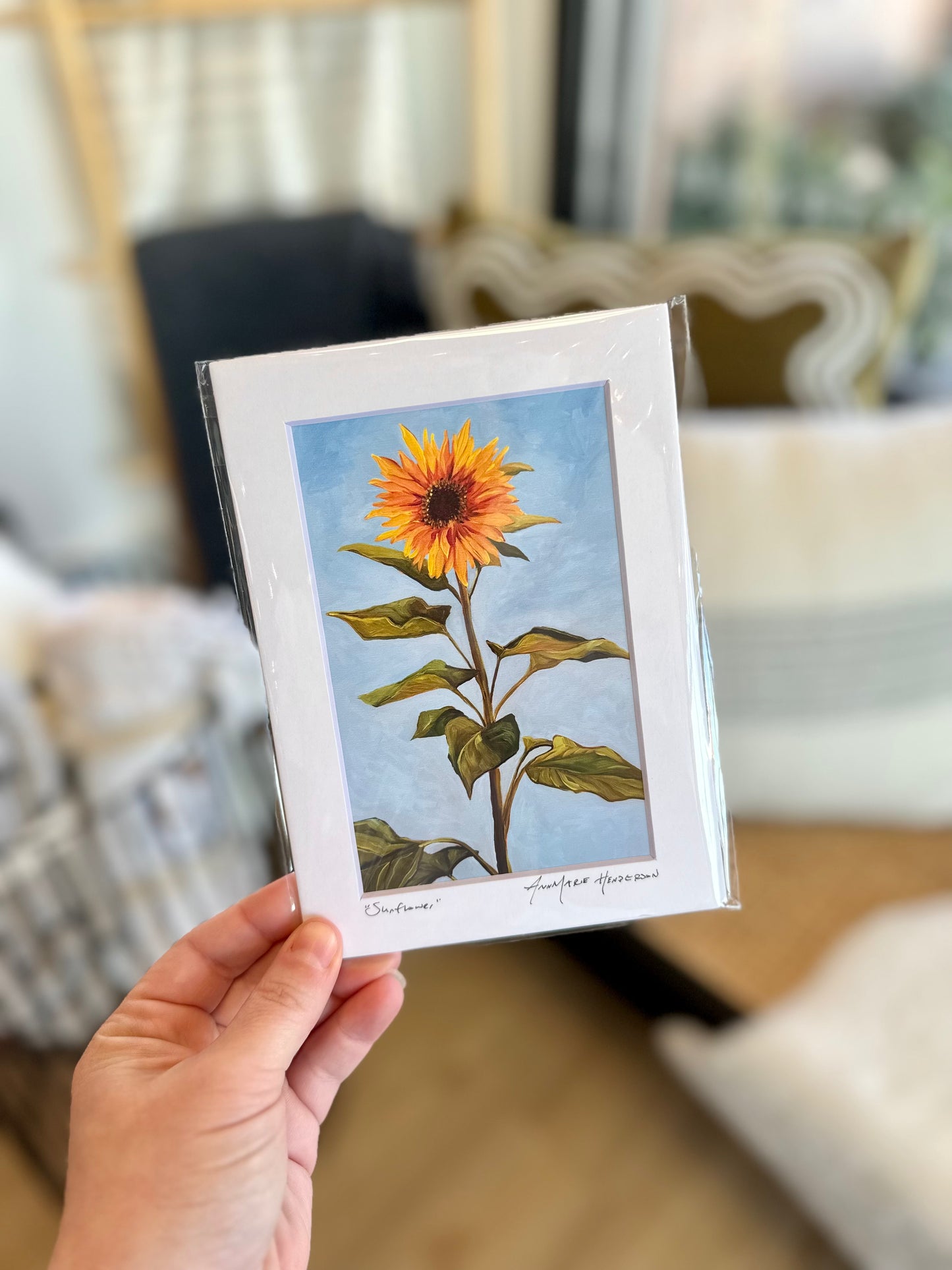 Sunflower 4x6 Matted Print by AnnMarie Henderson