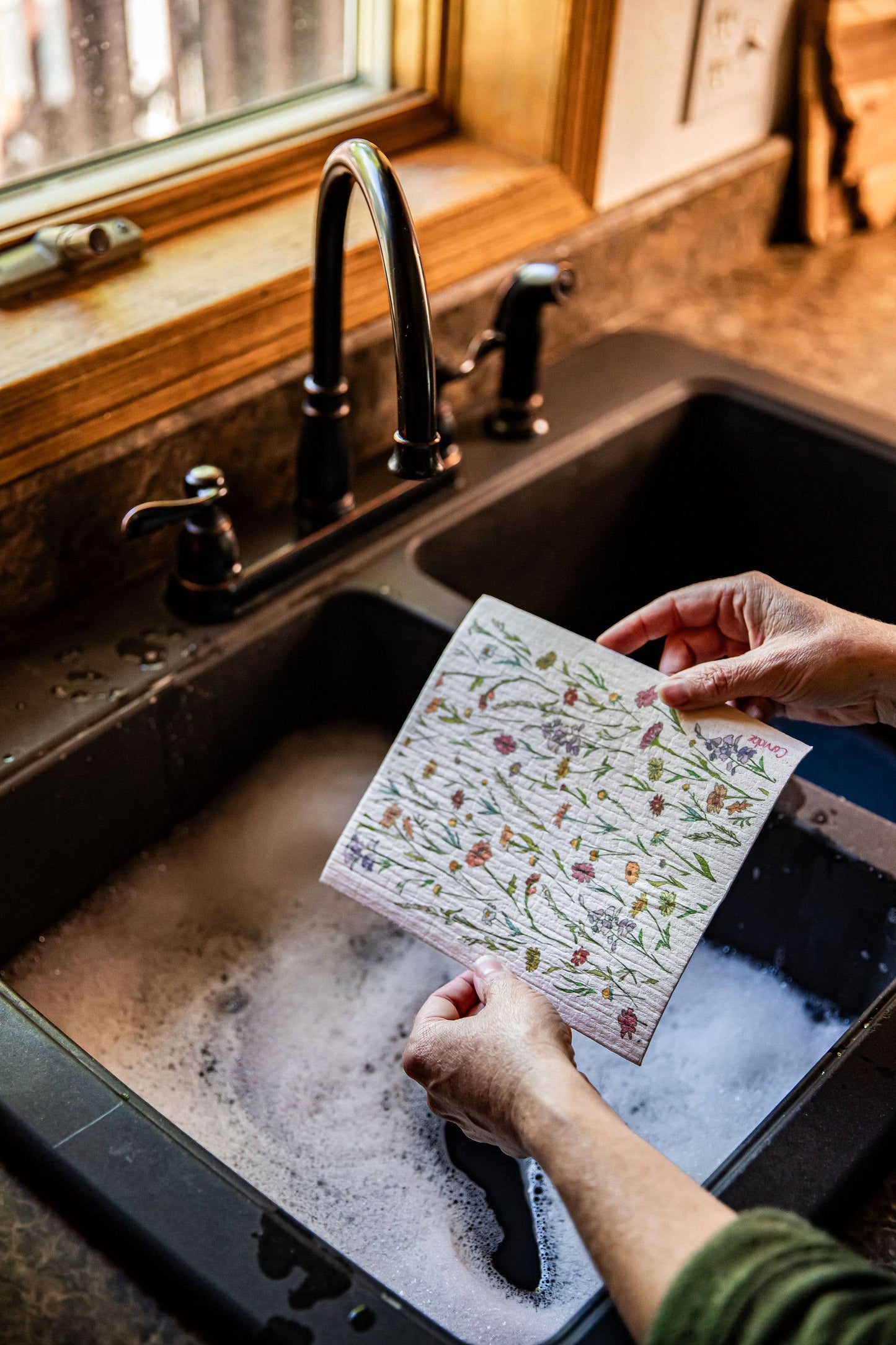 Prairie Wildflowers Swedish Dishcloth by Corvidae