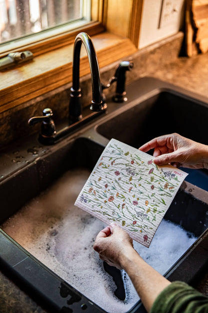 Prairie Wildflowers Swedish Dishcloth by Corvidae