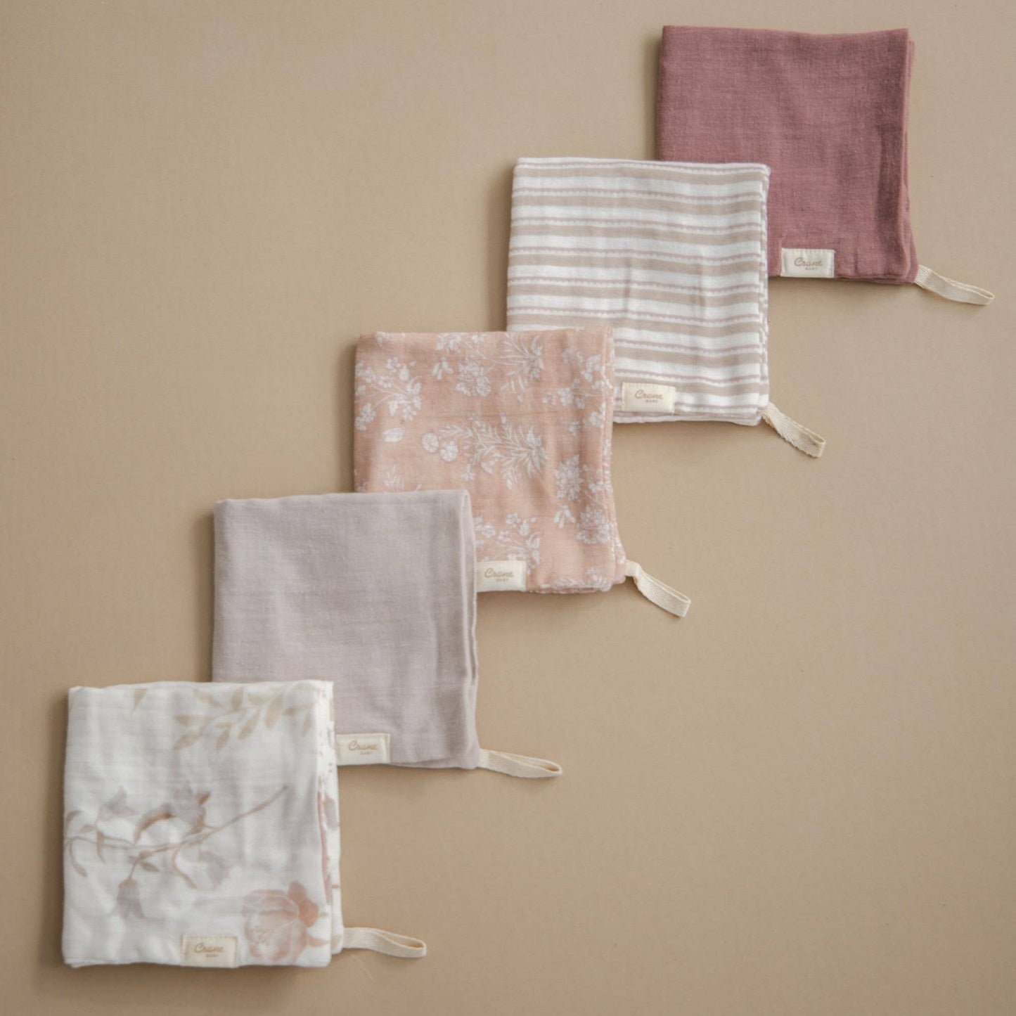 Violet 5-Piece Washcloth Set by Crane Baby