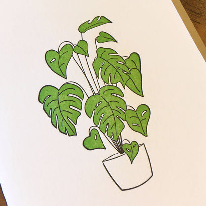 Monstera Plant Letterpress Card by Green Bird Press