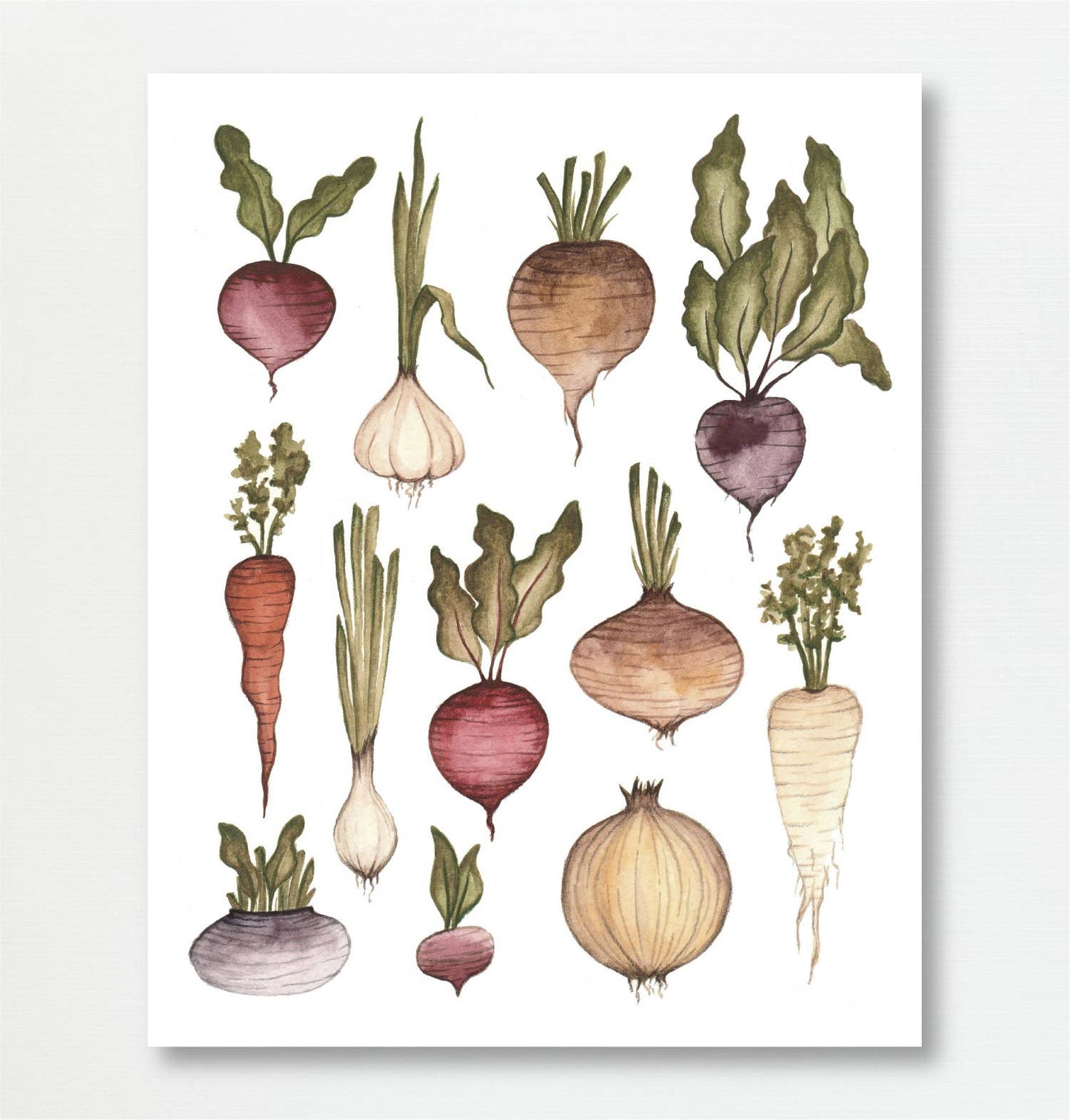 Watercolor Root Vegetables Garden Art Print by Fox & Fables