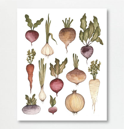 Watercolor Root Vegetables Garden Art Print by Fox & Fables