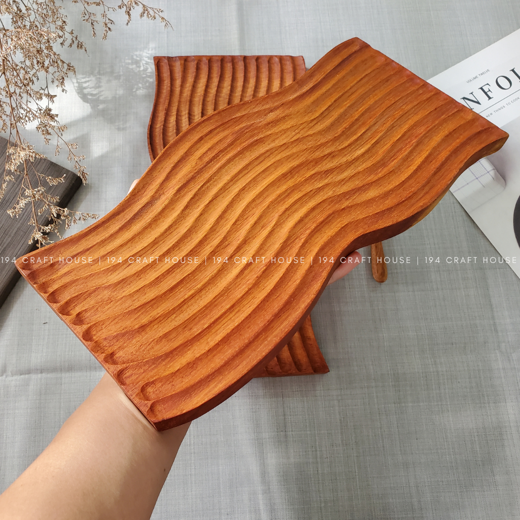 Wavy Wooden Serving Charcuterie Board Tray by 194 Craft House