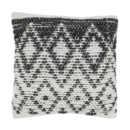 Diamond Woven Throw Pillow 18"x18" | Black + White