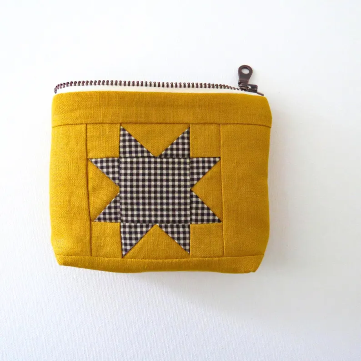 Sawtooth Star Quilted Zipper Pouch | Yellow