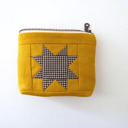 Sawtooth Star Quilted Zipper Pouch | Yellow