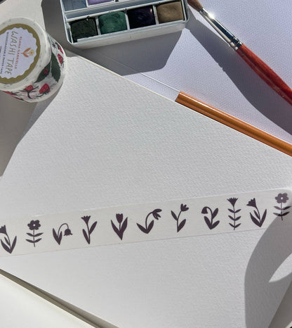 Brown Flowers Washi Tape by Elana Gabrielle