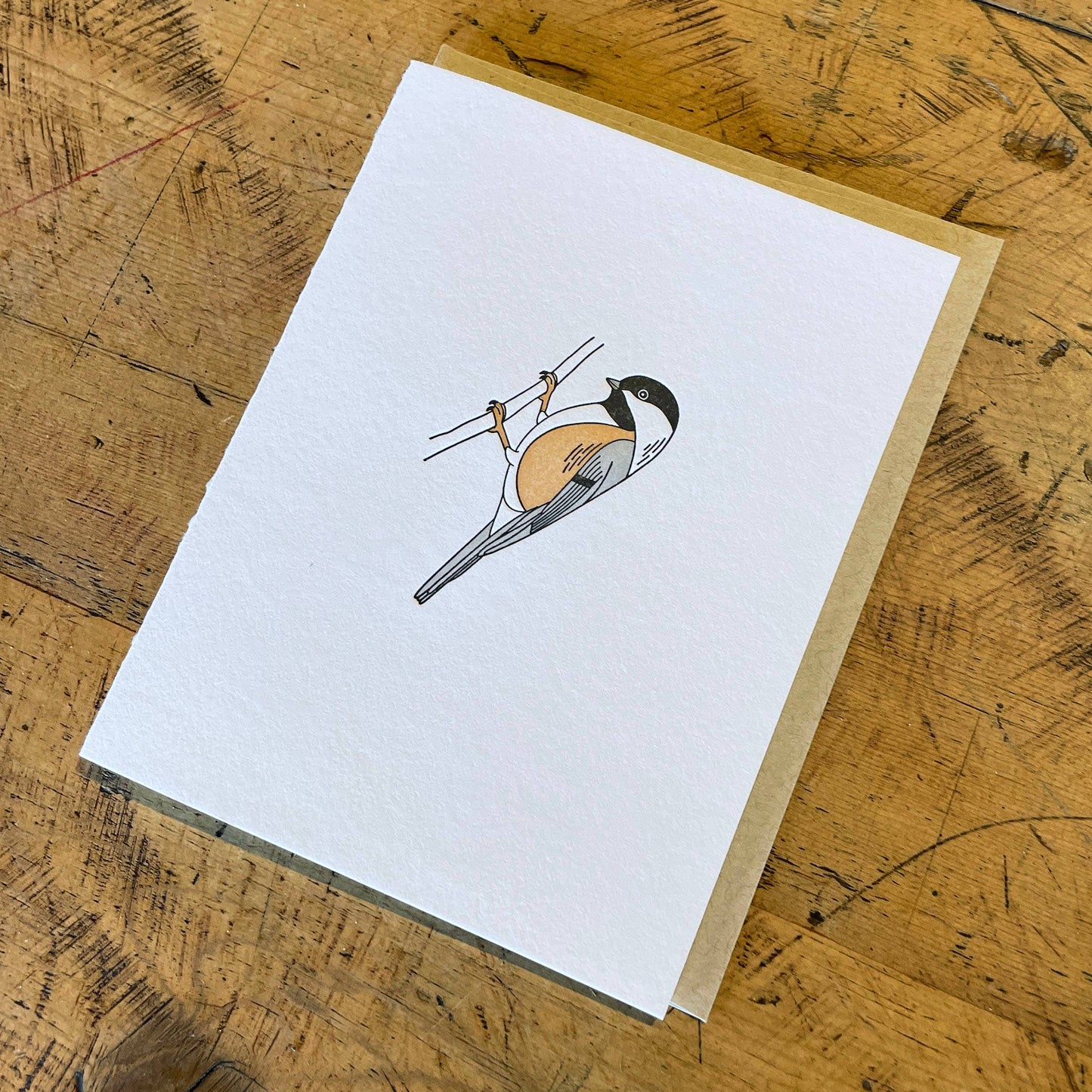 Black-capped Chickadee Letterpress Card by Green Bird Press