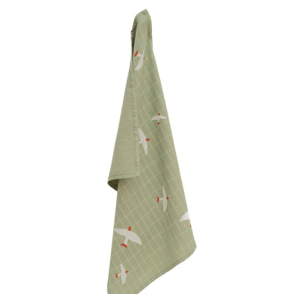 Birds in Flight Tea Towel in Green