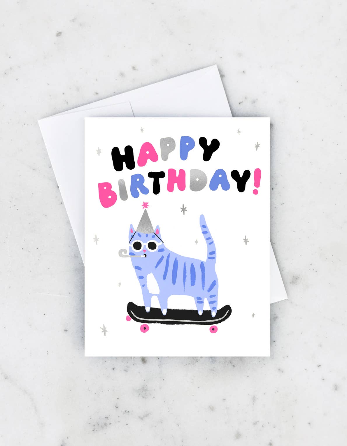 Skater Cat Birthday Greeting Card by Idlewild Co.