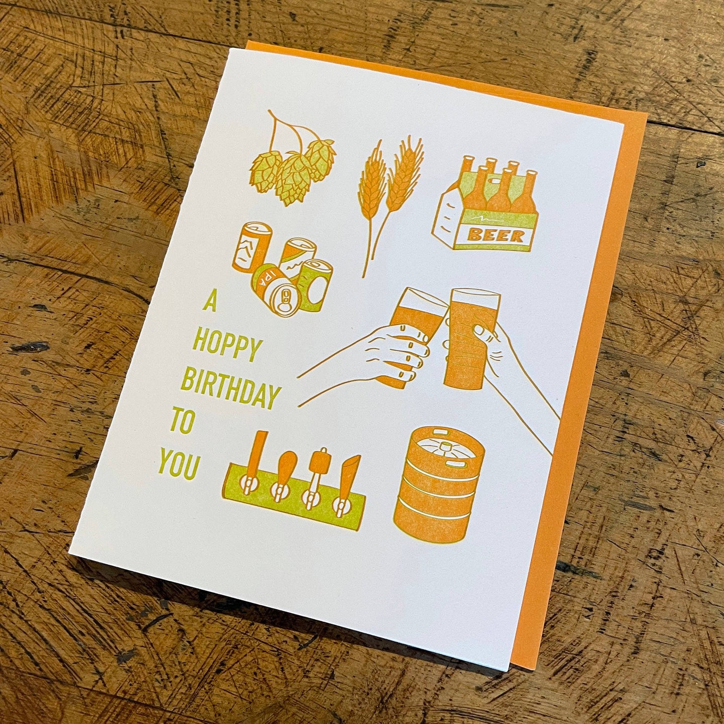 Hoppy Beer Birthday Letterpress Card by Green Bird Press