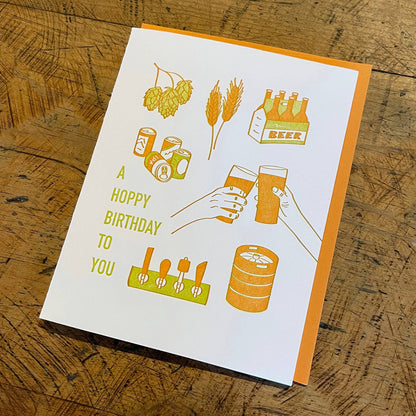 Hoppy Beer Birthday Letterpress Card by Green Bird Press