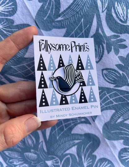 Nordic Peace Dove Enamel Pin by Follysome Prints