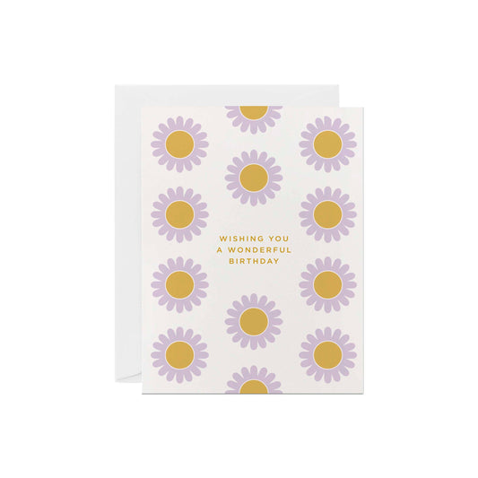 Lavender Daisies Birthday Greeting Card by Line & Kind Paper Co.