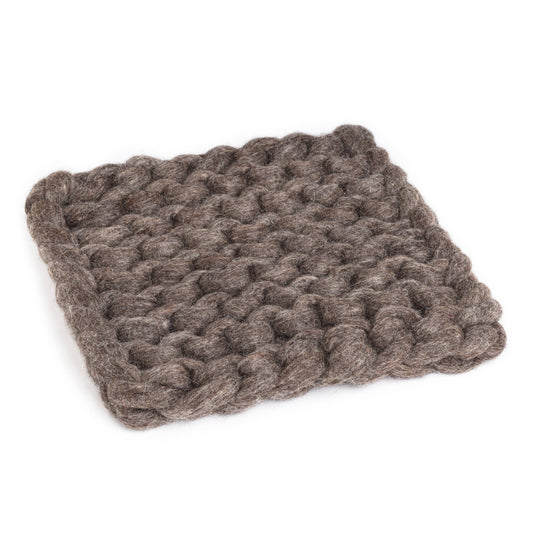 Chunky Wool Knitted Trivet | Taupe