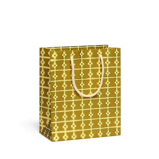 Geometric Gold Medium Gift Bag by Red Cap Cards