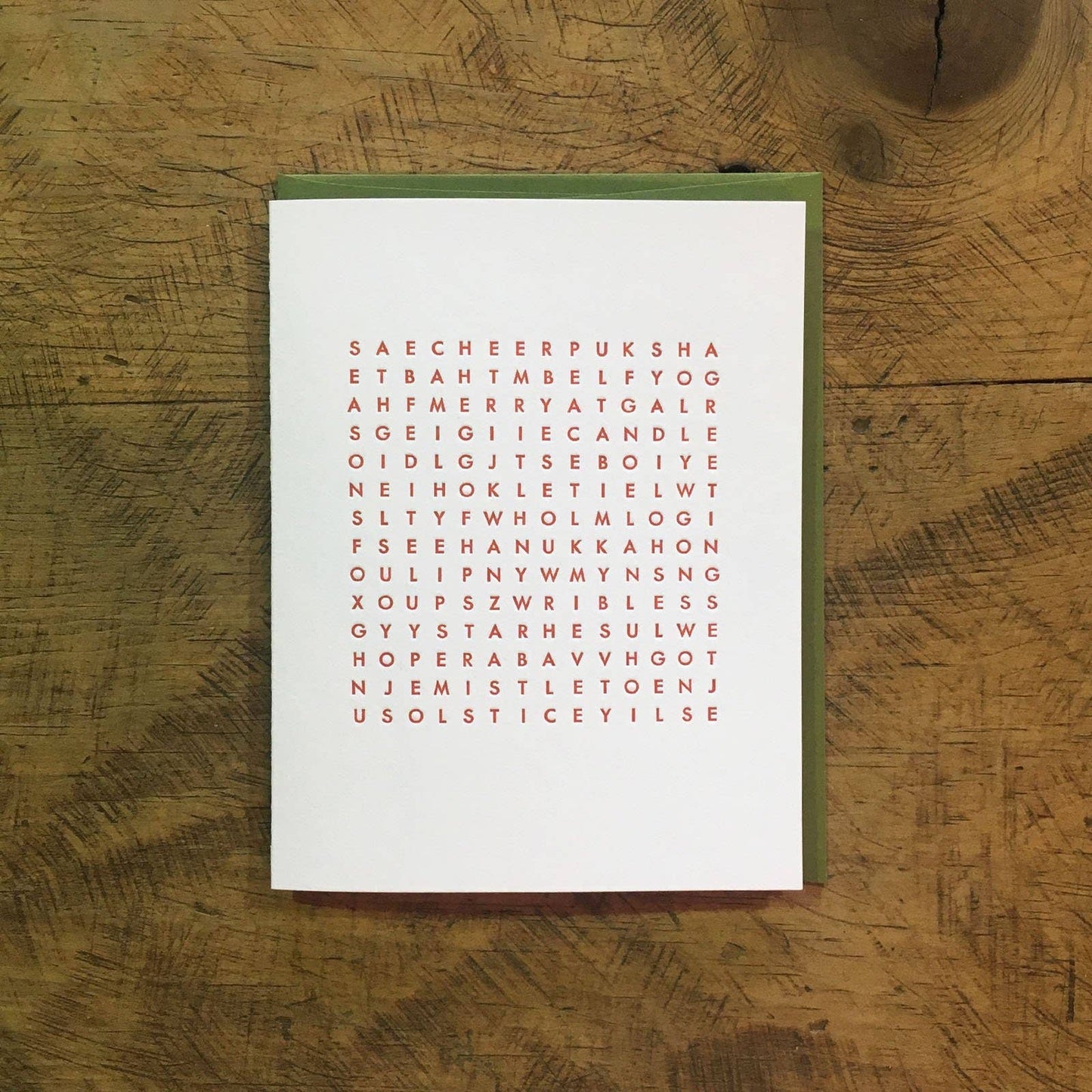 Holiday Word Search Letterpress Card by Green Bird Press
