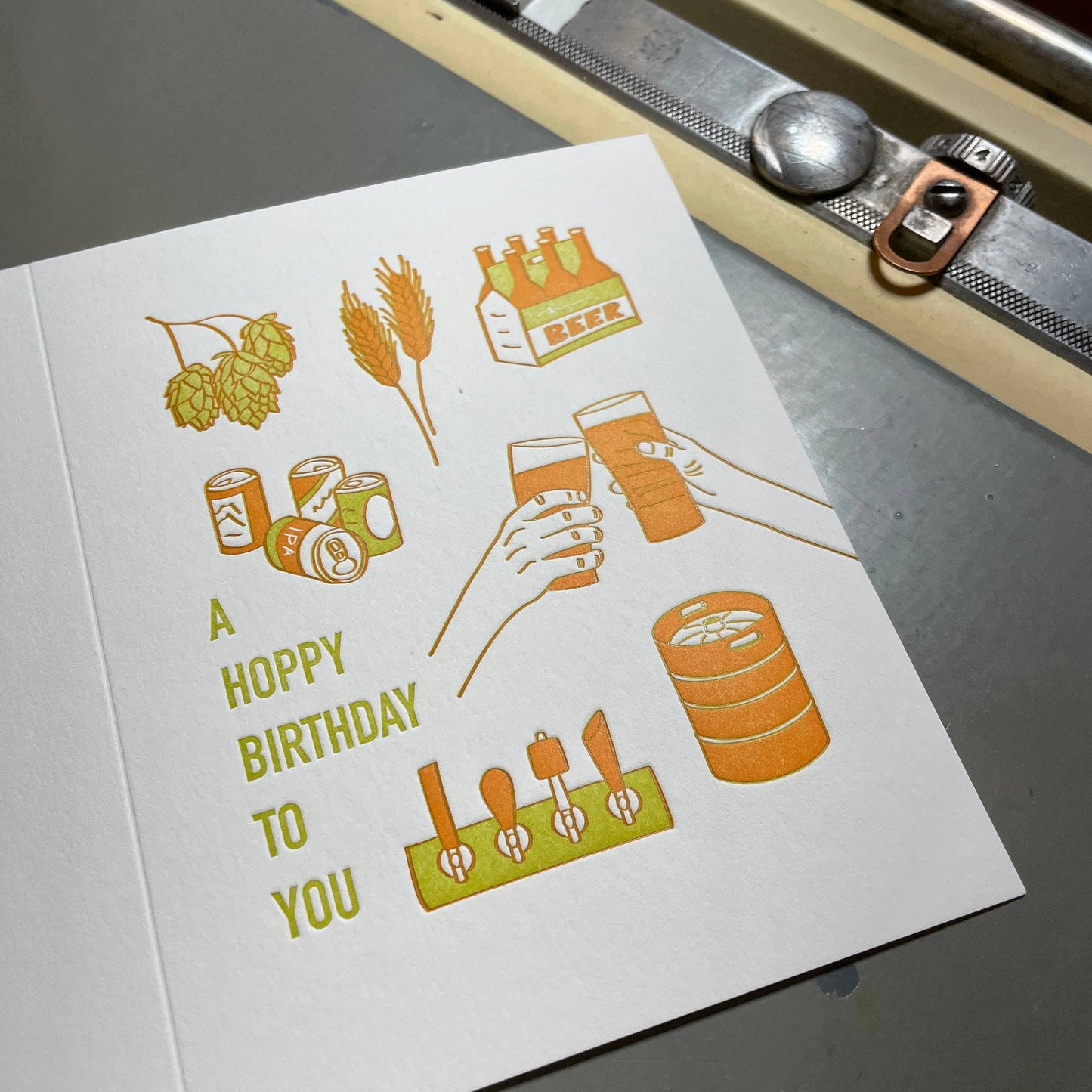 Hoppy Beer Birthday Letterpress Card by Green Bird Press