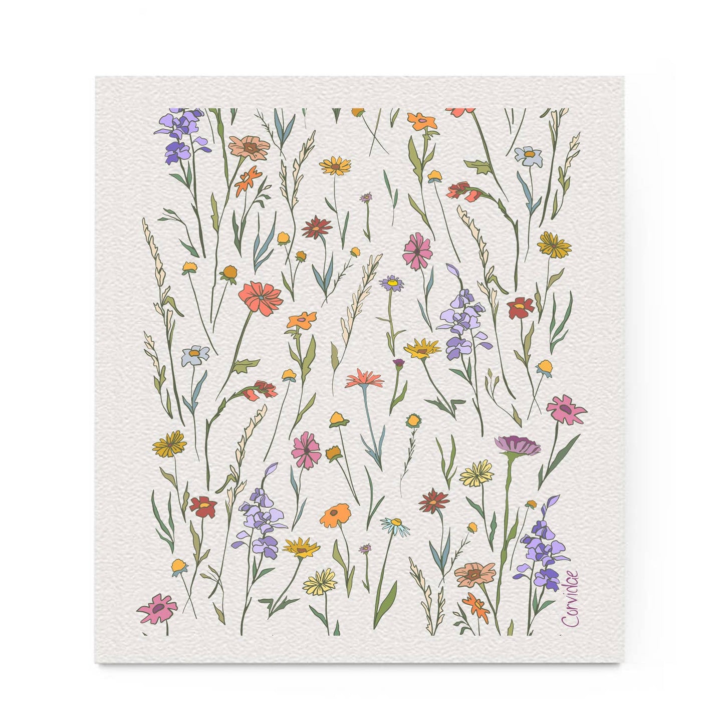 Prairie Wildflowers Swedish Dishcloth by Corvidae