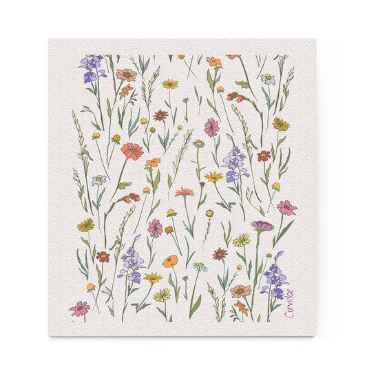 Prairie Wildflowers Swedish Dishcloth by Corvidae