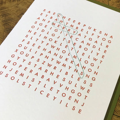Holiday Word Search Letterpress Card by Green Bird Press