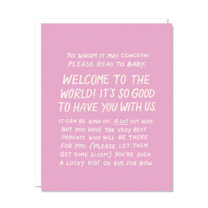Welcome to the World Baby Card by Odd Daughter Paper Co.