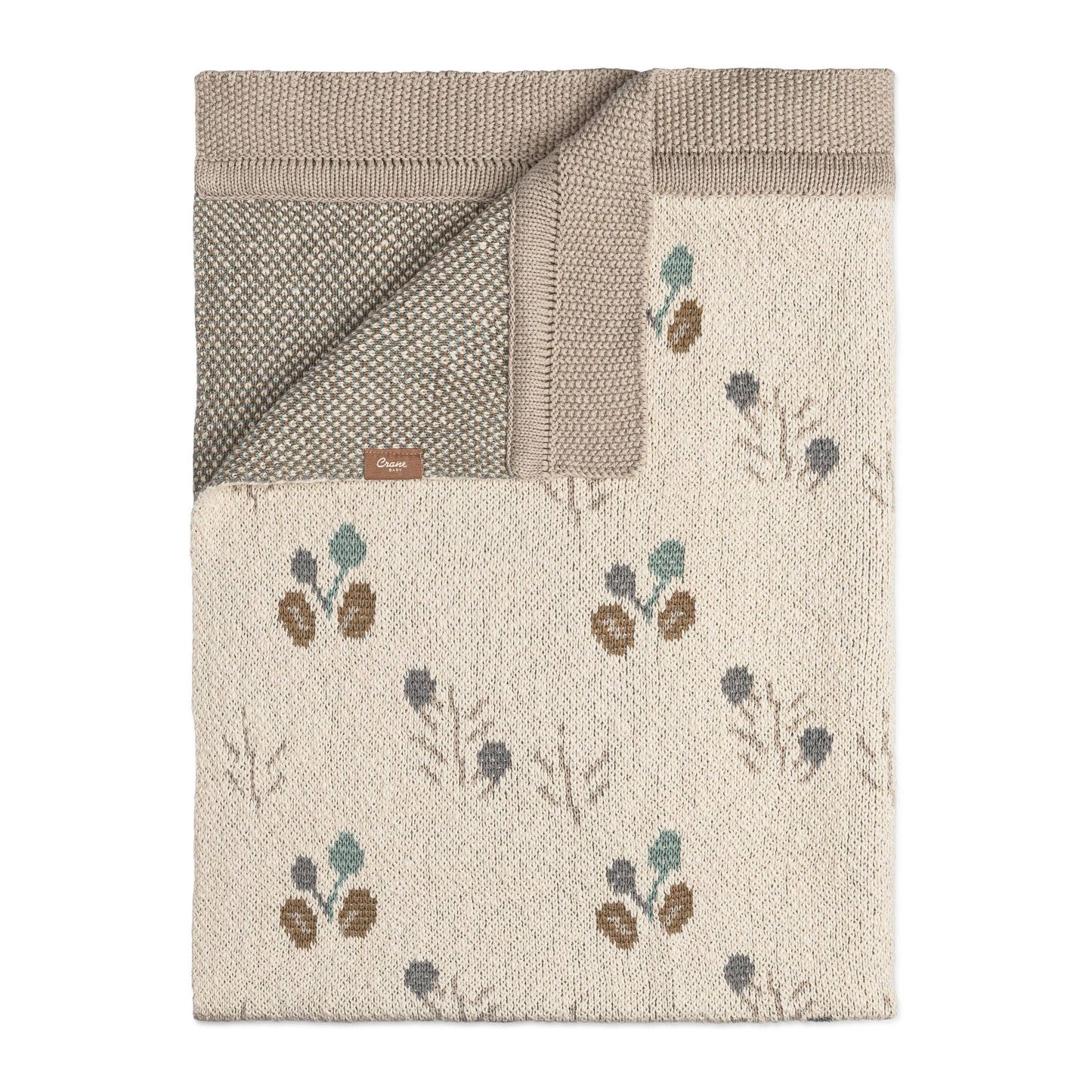 Poppy Organic Cotton Knitted Baby Blanket by Crane Baby
