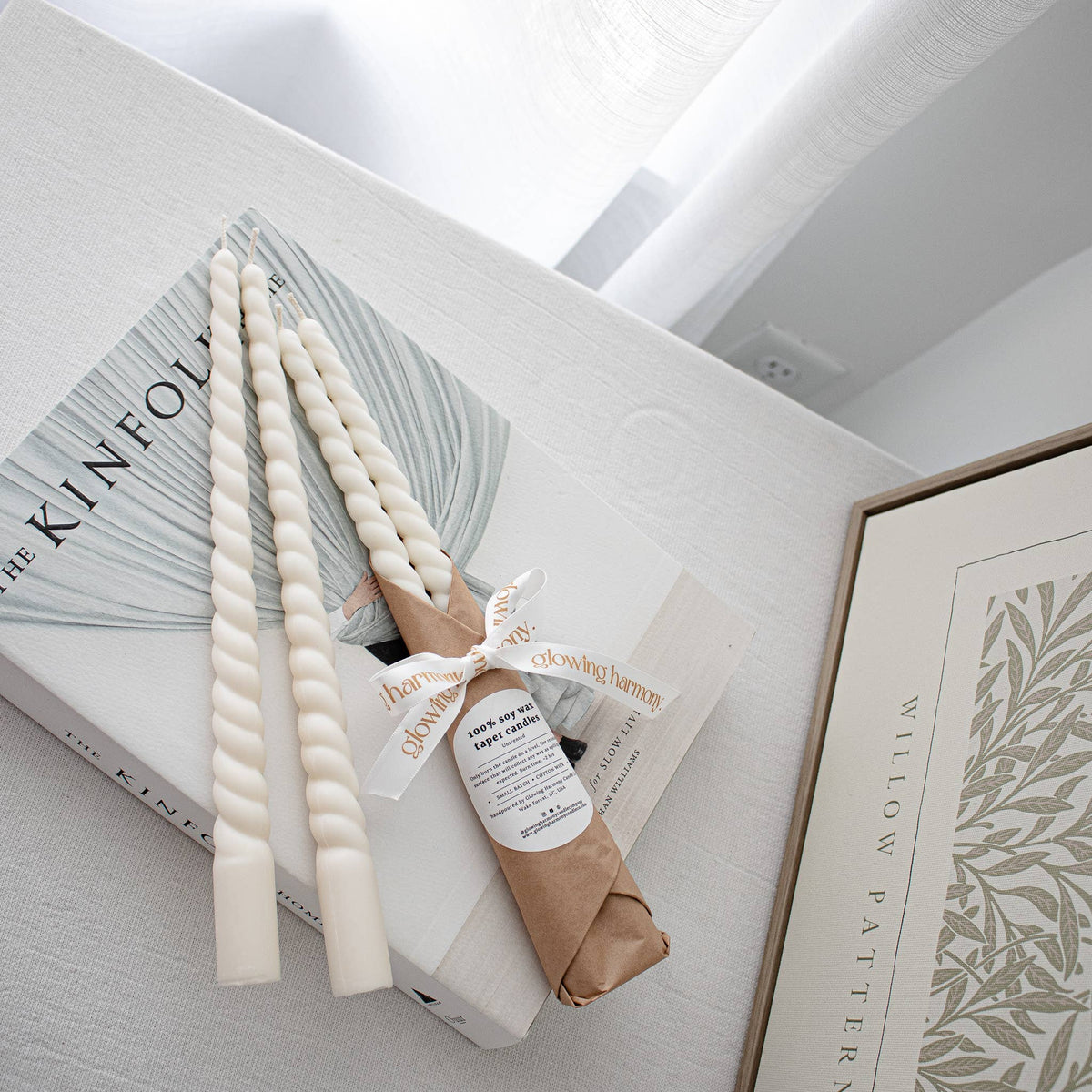 Swirl Taper Soy Wax Candles by Glowing Harmony Candle Co.