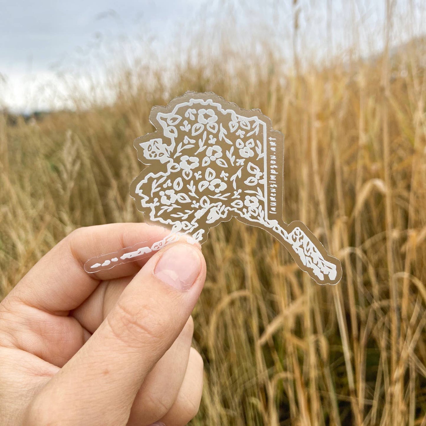 Floral Alaska Clear Sticker by Lauren Simpson Art