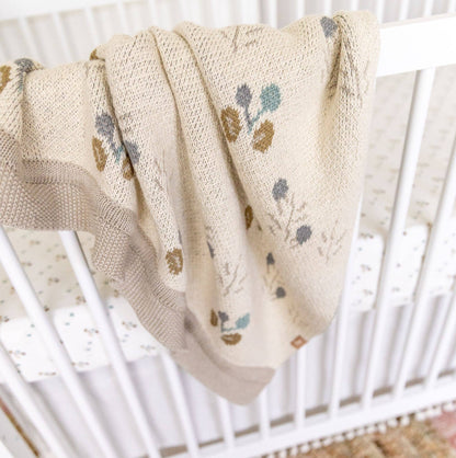 Poppy Organic Cotton Knitted Baby Blanket by Crane Baby