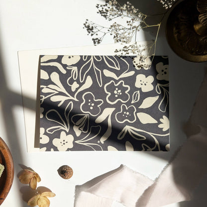Abstract Florals in Charcoal Notecards by Elizabeth Kirsteatter