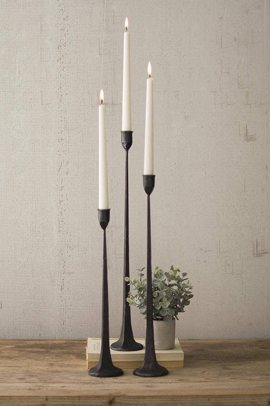 Black Slender Cast Iron Taper Candle Holder