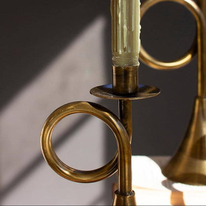 Antique Style Brass Trumpet Taper Candle Holder